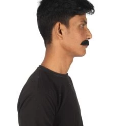 HPO Adult Men's Fake Human Hair Burger Bob Mustache | Black Color 8 HPO Adult Men's Fake Human Hair Burger Bob Mustache | Black Color