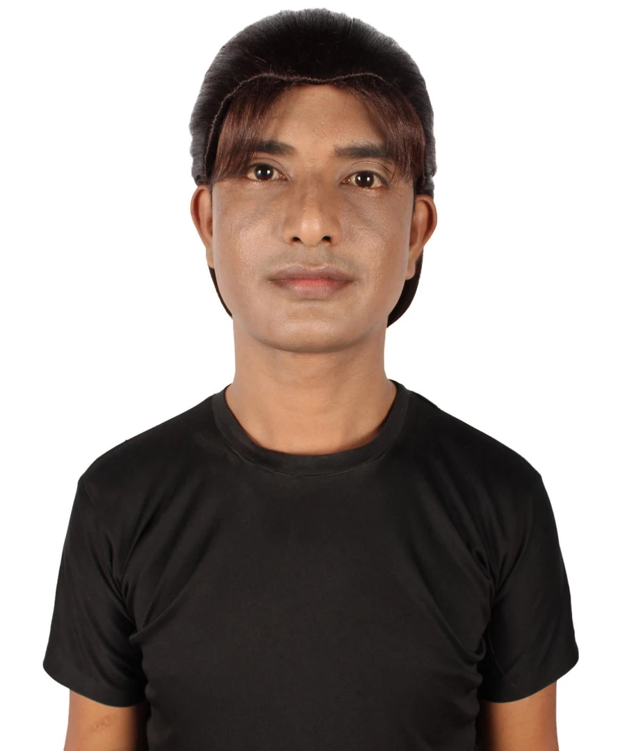 HPO Adult Men's Anime Manga Titan Attack Brown Wig With Bangs 2 HPO Adult Men's Anime Manga Titan Attack Brown Wig With Bangs