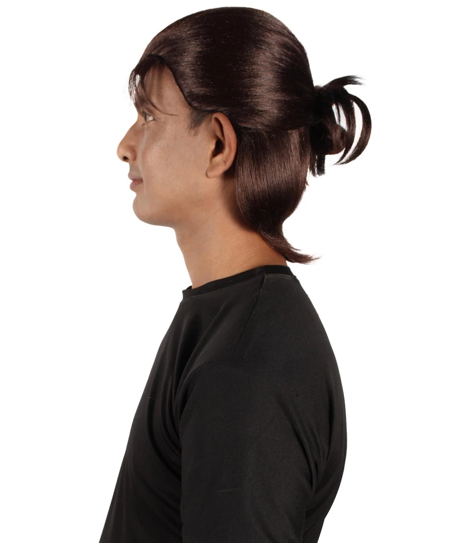 HPO Adult Men's Anime Manga Titan Attack Brown Wig With Bangs 4 HPO Adult Men's Anime Manga Titan Attack Brown Wig With Bangs