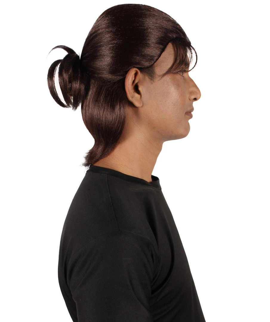 HPO Adult Men's Anime Manga Titan Attack Brown Wig With Bangs 6 HPO Adult Men's Anime Manga Titan Attack Brown Wig With Bangs