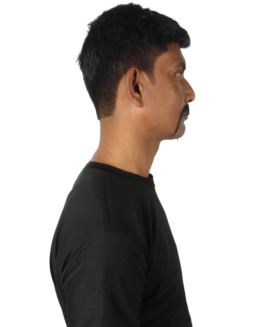 HPO Adult Men's Fake Human Hair HandleBar Western Mustache | Black 4 HPO Adult Men's Fake Human Hair HandleBar Western Mustache | Black