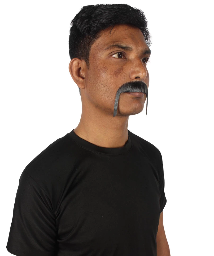 HPO Adult Men's Fake Human Hair HandleBar Western Mustache | Black 5 HPO Adult Men's Fake Human Hair HandleBar Western Mustache | Black