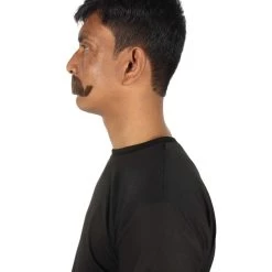 HPO Adult Men's Fake Human Hair Grandpa Curly Comb Mustache | Brown 7 HPO Adult Men's Fake Human Hair Grandpa Curly Comb Mustache | Brown