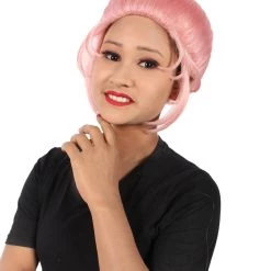 HPO Adult Women's Crystal Gem Cartoon Alien Pink Pixie Wig