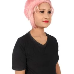 HPO Adult Women's Crystal Gem Cartoon Alien Pink Pixie Wig