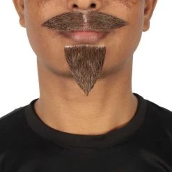 HPO Adult Men's Fake Human Hair Napoleon Holiday Doc Mustache Goatee | Brown