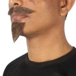 HPO Adult Men's Fake Human Hair Napoleon Holiday Doc Mustache Goatee | Brown