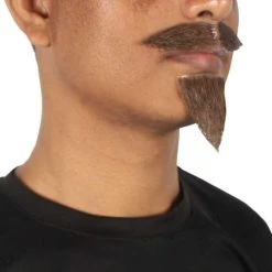 HPO Adult Men's Fake Human Hair Napoleon Holiday Doc Mustache Goatee | Brown