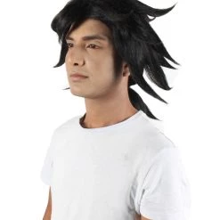 HPO Adult Men's Anime Demon Warrior Black Wig With Fringy Bangs 11 HPO Adult Men's Anime Demon Warrior Black Wig With Fringy Bangs