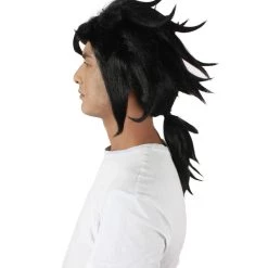 HPO Adult Men's Anime Demon Warrior Black Wig With Fringy Bangs 12 HPO Adult Men's Anime Demon Warrior Black Wig With Fringy Bangs