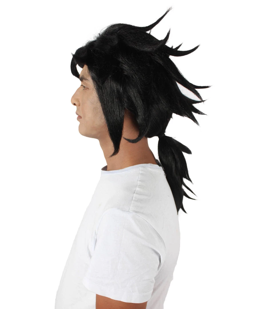 HPO Adult Men's Anime Demon Warrior Black Wig With Fringy Bangs 4 HPO Adult Men's Anime Demon Warrior Black Wig With Fringy Bangs