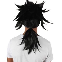 HPO Adult Men's Anime Demon Warrior Black Wig With Fringy Bangs 13 HPO Adult Men's Anime Demon Warrior Black Wig With Fringy Bangs