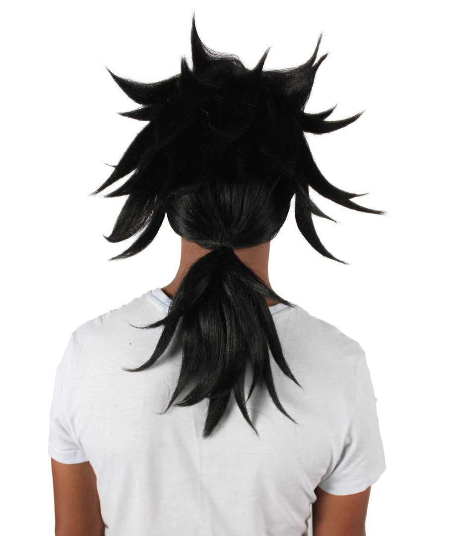 HPO Adult Men's Anime Demon Warrior Black Wig With Fringy Bangs 5 HPO Adult Men's Anime Demon Warrior Black Wig With Fringy Bangs