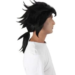 HPO Adult Men's Anime Demon Warrior Black Wig With Fringy Bangs 14 HPO Adult Men's Anime Demon Warrior Black Wig With Fringy Bangs