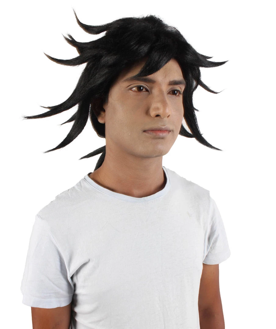 HPO Adult Men's Anime Demon Warrior Black Wig With Fringy Bangs 7 HPO Adult Men's Anime Demon Warrior Black Wig With Fringy Bangs