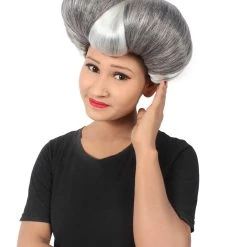 HPO Adult Women's Evil Stepmother Heart-shaped Pompadour Grey & Silver Wig 20 HPO Adult Women's Evil Stepmother Heart-shaped Pompadour Grey & Silver Wig