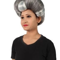 HPO Adult Women's Evil Stepmother Heart-shaped Pompadour Grey & Silver Wig 14 HPO Adult Women's Evil Stepmother Heart-shaped Pompadour Grey & Silver Wig