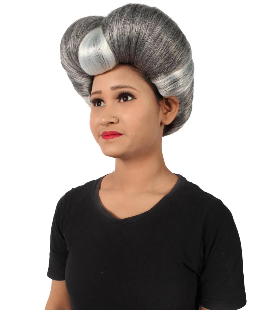 HPO Adult Women's Evil Stepmother Heart-shaped Pompadour Grey & Silver Wig 3 HPO Adult Women's Evil Stepmother Heart-shaped Pompadour Grey & Silver Wig