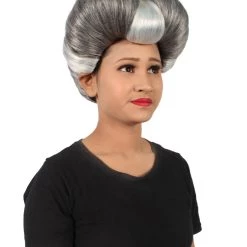HPO Adult Women's Evil Stepmother Heart-shaped Pompadour Grey & Silver Wig 18 HPO Adult Women's Evil Stepmother Heart-shaped Pompadour Grey & Silver Wig