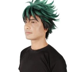 HPO Adult Men's Japanese Superhero Manga Dark-green Spiked Wig