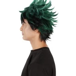 HPO Adult Men's Japanese Superhero Manga Dark-green Spiked Wig