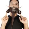 HPO Adult Men's Giant Grey & Brown TriCup Wizard Champion Mustache And Beard