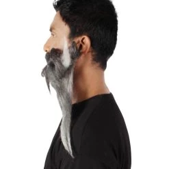 HPO Adult Men's Giant Black & Silver Twisted Pirate Champion Mustache And Beard