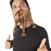 HPO Adult Men's Auburn Brown Braided Vikings Beard And Mustache