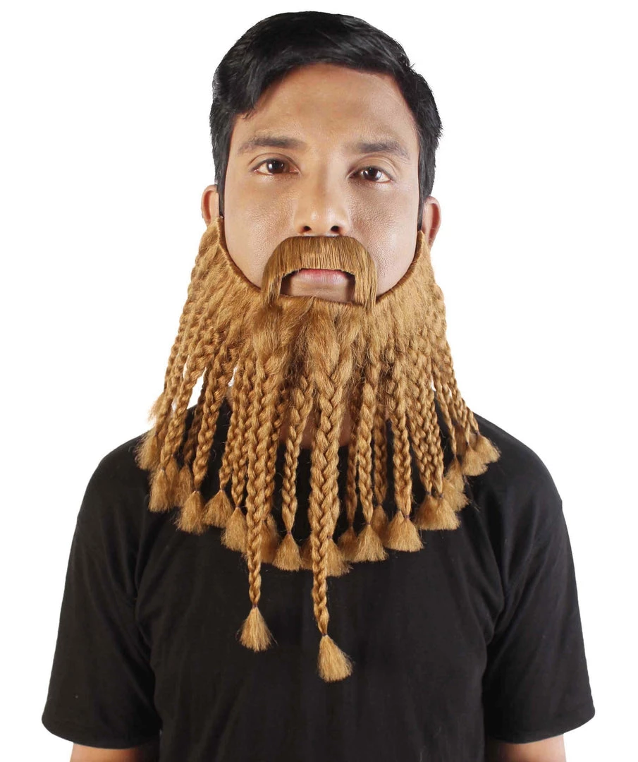 HPO Adult Men's Blonde Braided Vikings Beard And Mustache 2 HPO Adult Men's Blonde Braided Vikings Beard And Mustache