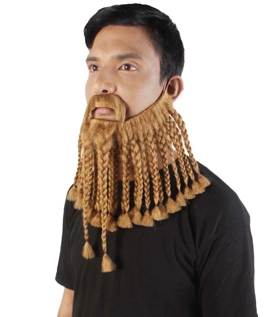 HPO Adult Men's Blonde Braided Vikings Beard And Mustache 3 HPO Adult Men's Blonde Braided Vikings Beard And Mustache