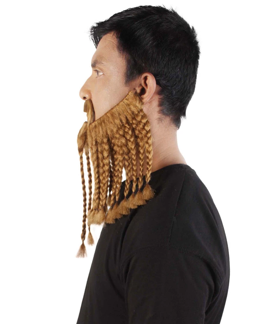HPO Adult Men's Blonde Braided Vikings Beard And Mustache 4 HPO Adult Men's Blonde Braided Vikings Beard And Mustache