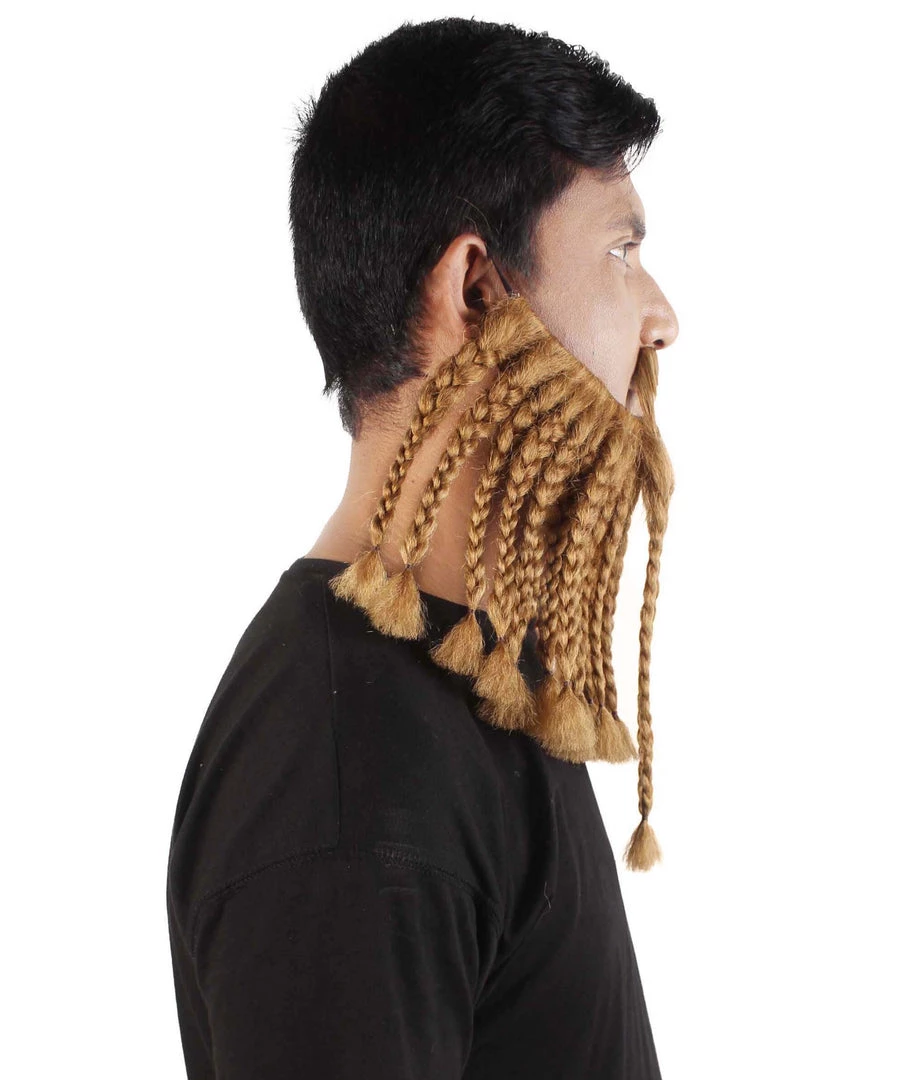 HPO Adult Men's Blonde Braided Vikings Beard And Mustache 5 HPO Adult Men's Blonde Braided Vikings Beard And Mustache