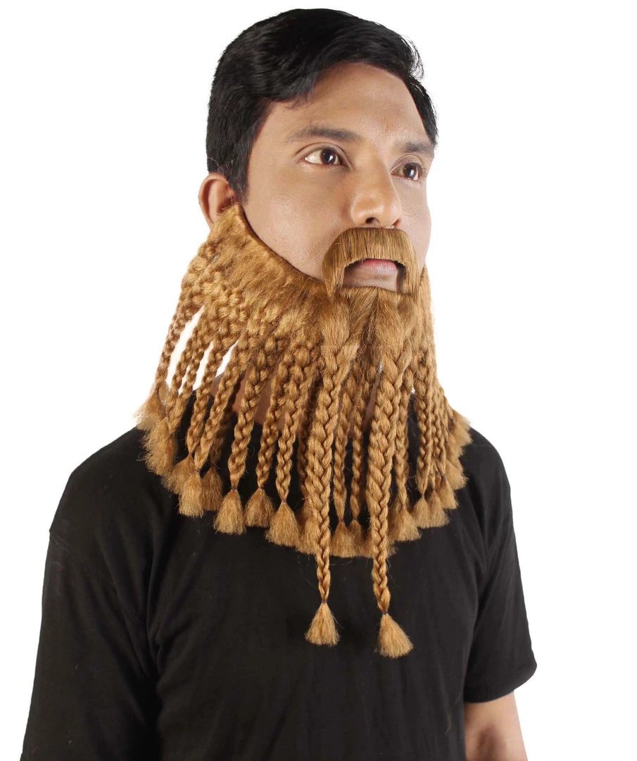 HPO Adult Men's Blonde Braided Vikings Beard And Mustache 6 HPO Adult Men's Blonde Braided Vikings Beard And Mustache