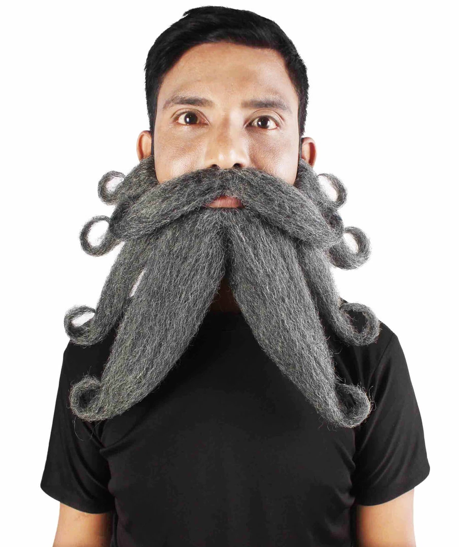 HPO Adult Men's Giant Ash Grey Pirates Davy Jones Mustache And Beard 2 HPO Adult Men's Giant Ash Grey Pirates Davy Jones Mustache And Beard