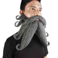 HPO Adult Men's Giant Ash Grey Pirates Davy Jones Mustache And Beard 12 HPO Adult Men's Giant Ash Grey Pirates Davy Jones Mustache And Beard