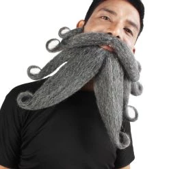 HPO Adult Men's Giant Ash Grey Pirates Davy Jones Mustache And Beard 13 HPO Adult Men's Giant Ash Grey Pirates Davy Jones Mustache And Beard