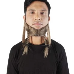 HPO Adult Men's Grey Braided Vikings Chin Curtain Beard