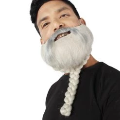 HPO Adult Men's Silver Braided Vikings Beard And Mustache 9 HPO Adult Men's Silver Braided Vikings Beard And Mustache
