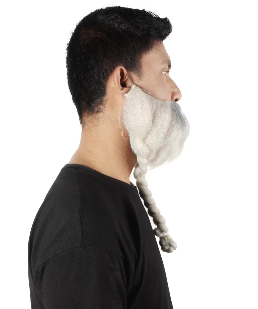 HPO Adult Men's Silver Braided Vikings Beard And Mustache 5 HPO Adult Men's Silver Braided Vikings Beard And Mustache