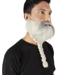 HPO Adult Men's Silver Braided Vikings Beard And Mustache 13 HPO Adult Men's Silver Braided Vikings Beard And Mustache