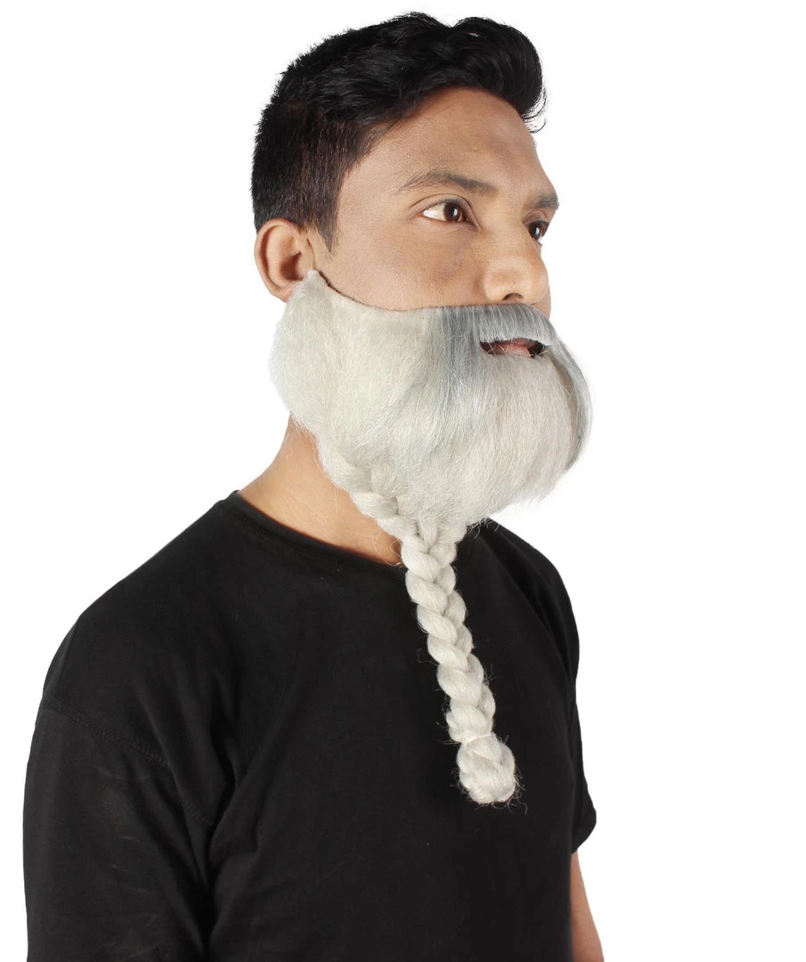HPO Adult Men's Silver Braided Vikings Beard And Mustache 7 HPO Adult Men's Silver Braided Vikings Beard And Mustache