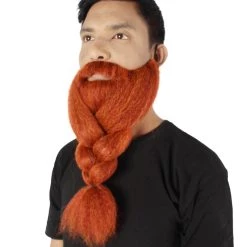 HPO Adult Men's Fake Human Hair Ginger Red Braided Vikings' Beard And Mustache 9 HPO Adult Men's Fake Human Hair Ginger Red Braided Vikings' Beard And Mustache