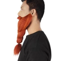 HPO Adult Men's Fake Human Hair Ginger Red Braided Vikings' Beard And Mustache 10 HPO Adult Men's Fake Human Hair Ginger Red Braided Vikings' Beard And Mustache