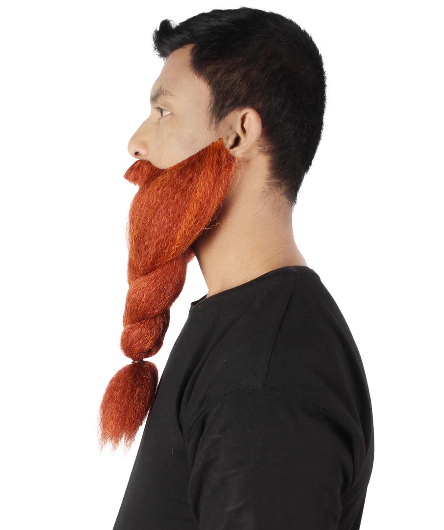 HPO Adult Men's Fake Human Hair Ginger Red Braided Vikings' Beard And Mustache 4 HPO Adult Men's Fake Human Hair Ginger Red Braided Vikings' Beard And Mustache