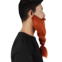 HPO Adult Men's Fake Human Hair Ginger Red Braided Vikings' Beard And Mustache 11 HPO Adult Men's Fake Human Hair Ginger Red Braided Vikings' Beard And Mustache