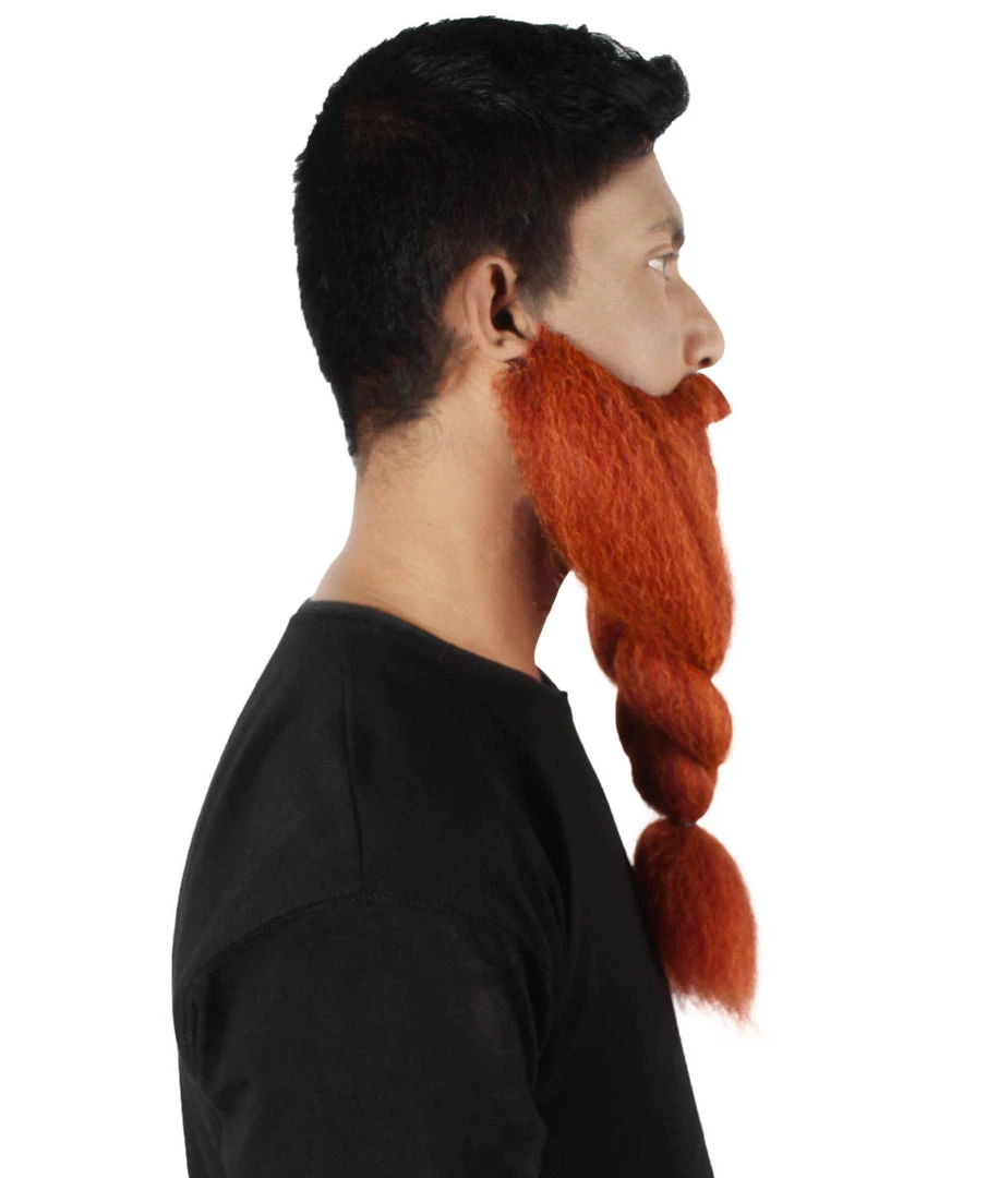 HPO Adult Men's Fake Human Hair Ginger Red Braided Vikings' Beard And Mustache 5 HPO Adult Men's Fake Human Hair Ginger Red Braided Vikings' Beard And Mustache