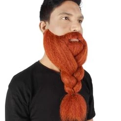 HPO Adult Men's Fake Human Hair Ginger Red Braided Vikings' Beard And Mustache 12 HPO Adult Men's Fake Human Hair Ginger Red Braided Vikings' Beard And Mustache