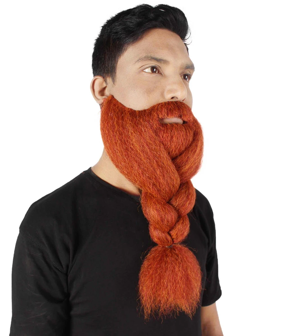 HPO Adult Men's Fake Human Hair Ginger Red Braided Vikings' Beard And Mustache 6 HPO Adult Men's Fake Human Hair Ginger Red Braided Vikings' Beard And Mustache