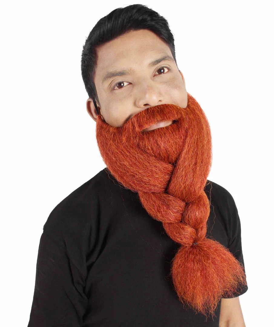 HPO Adult Men's Fake Human Hair Ginger Red Braided Vikings' Beard And Mustache 7 HPO Adult Men's Fake Human Hair Ginger Red Braided Vikings' Beard And Mustache