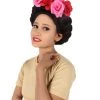 HPO Adult Women’s Mexican Artist Frida Black / Pink Floral Braided Wig